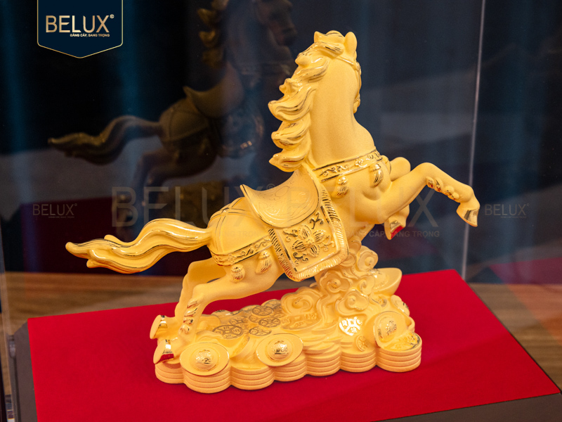 Tượng Ngựa Tài Lộc vàng cát 20x7x17cm